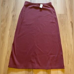 UpWest Stretch Cotton Ribbed Midi Skirt Size Medium Rose Pull On